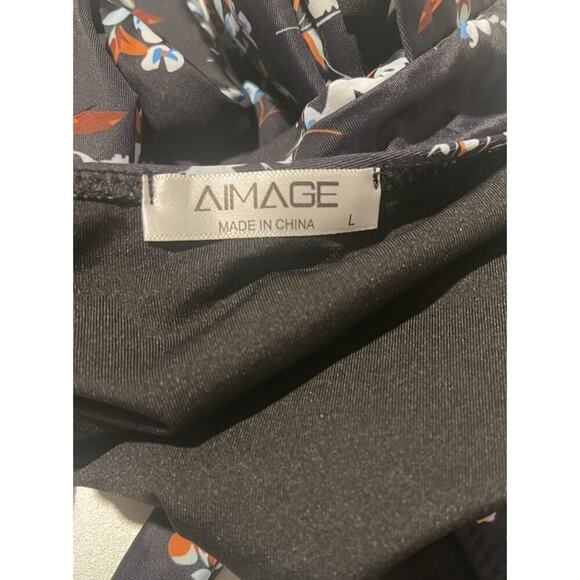 AIMAGE Womens One-Piece Swimsuit Large Floral Wrap Crisscross High Waist - Picture 7 of 9